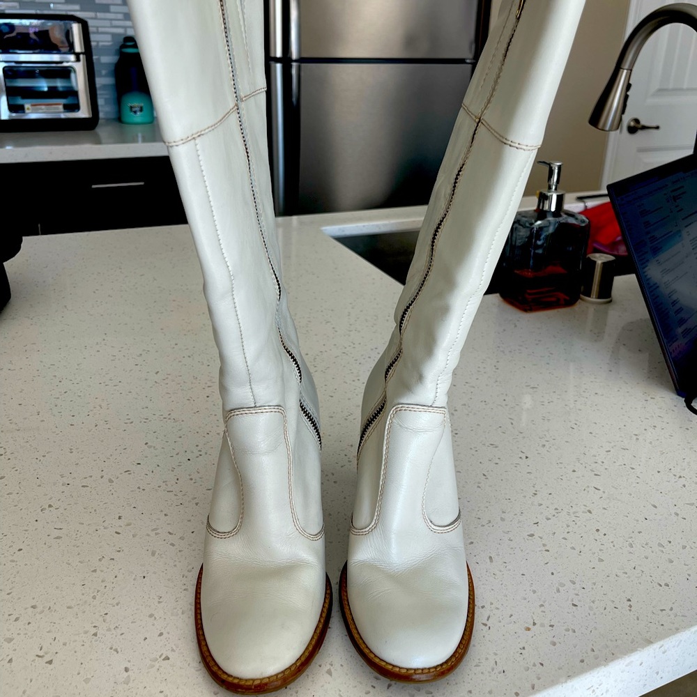 Vintage ALDO off white knee high boots